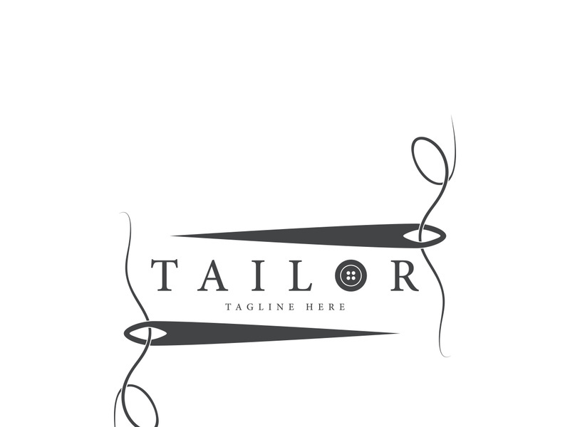 Tailor logo icon illustration template combination of buttons for clothes, thread and sewing machine, for clothing product design