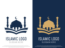 Unique,modern and creative luxury mosque logo with monogram.Logo for islamic,ramadan,company.