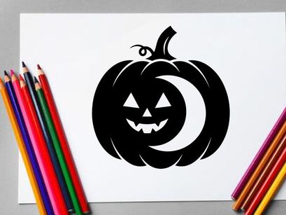 Black and White Halloween Pumpkin with Jack-o'-Lantern Face