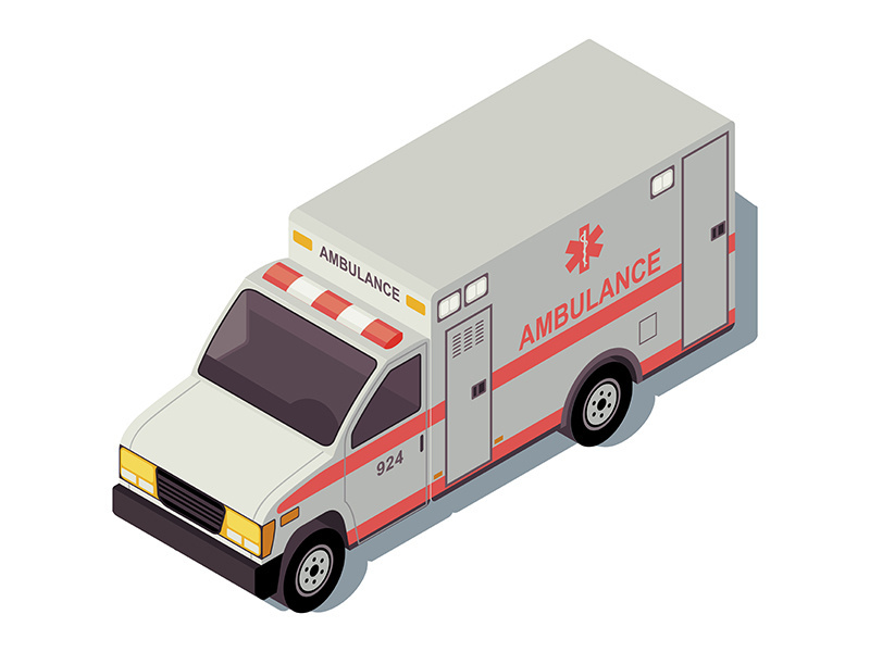 Ambulance car isometric color vector illustration