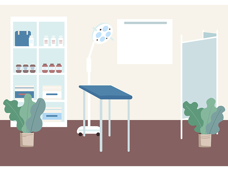 Gynecologist cabinet flat color vector illustration