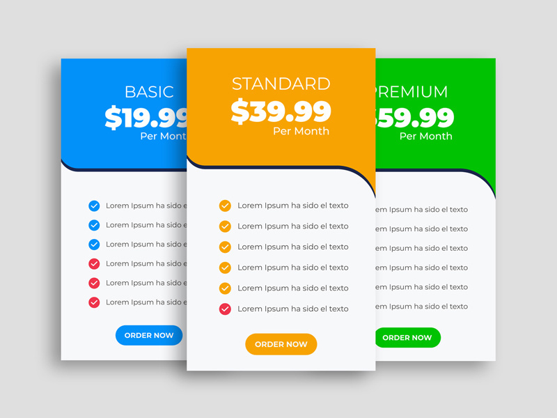 Pricing Table UI Elements Design Ver-1