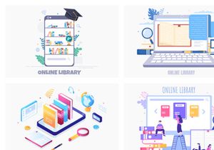 14 Online Library Digital Education Illustration