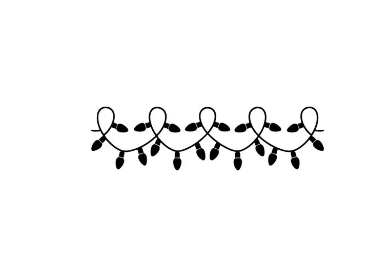 Christmas string lights silhouette isolated on white background for holiday design
