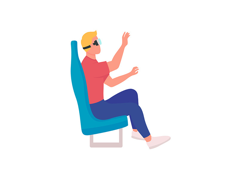 Using virtual reality devices flat color vector faceless character