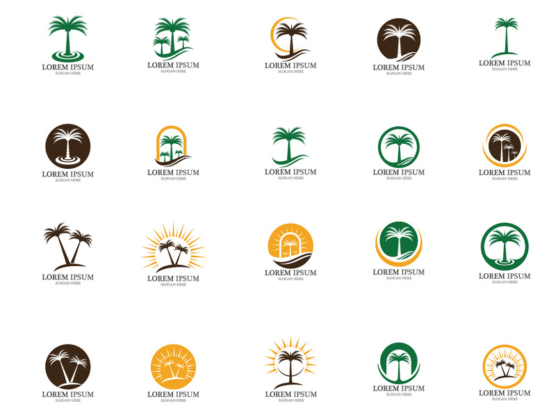 Date tree and Palm tree or coconut logo vector