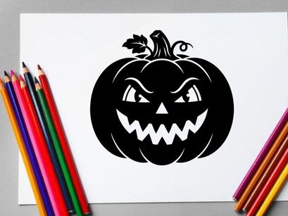 Spooky Halloween Jack-o'-Lantern with Menacing Face