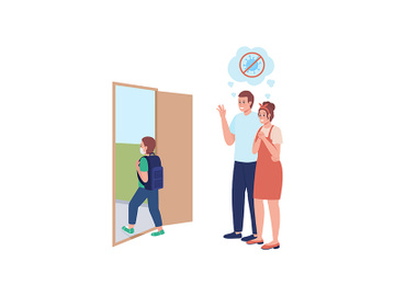 Mom and dad see son off to lesson color vector character preview picture