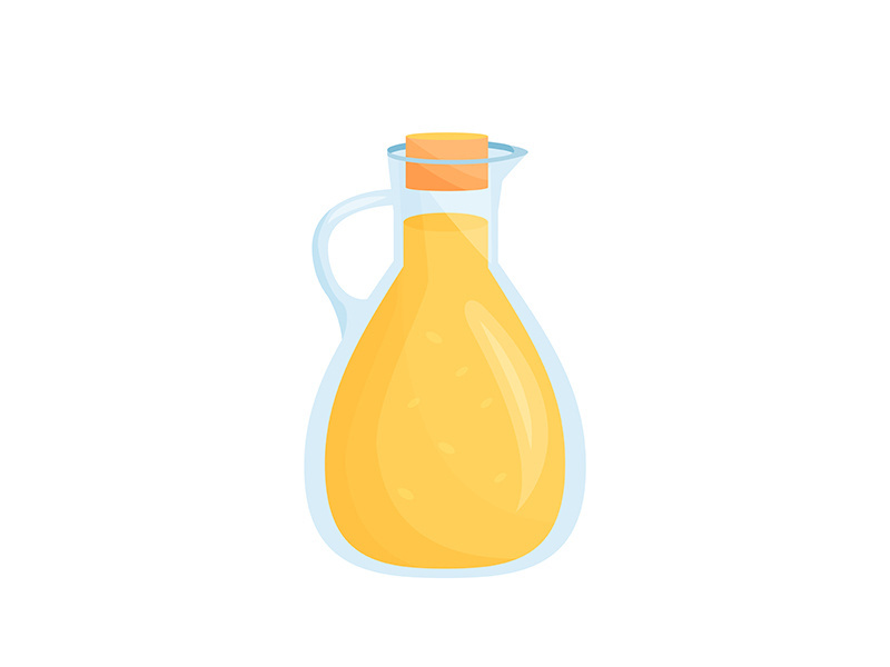 Vegetable oil in glass pitcher cartoon vector illustration