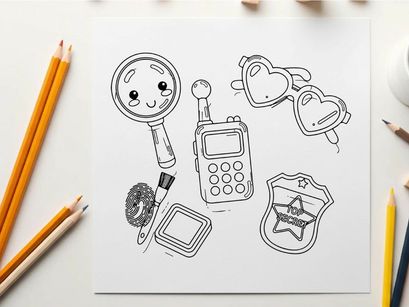 Investigation detective tools flat design vector illustration