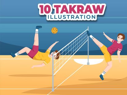 10 Takraw Sports Illustration