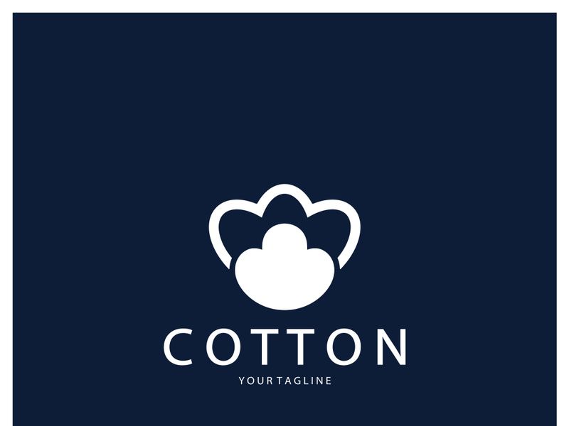 Soft natural organic cotton flower plant logo for cotton plantations, industries,business,textile,clothing and beauty,vector
