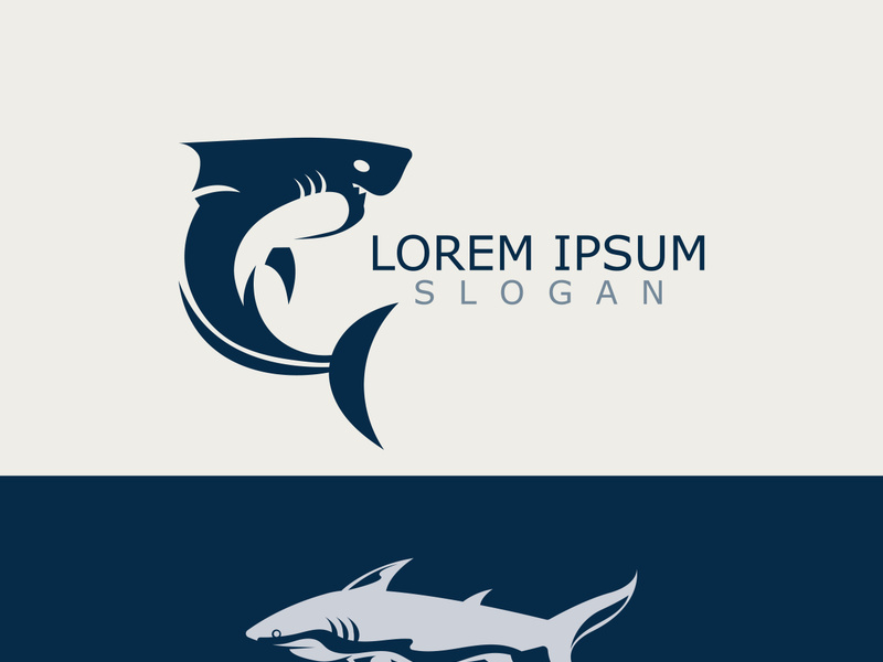 Shark Logo animal sea design icon vector silhouette template