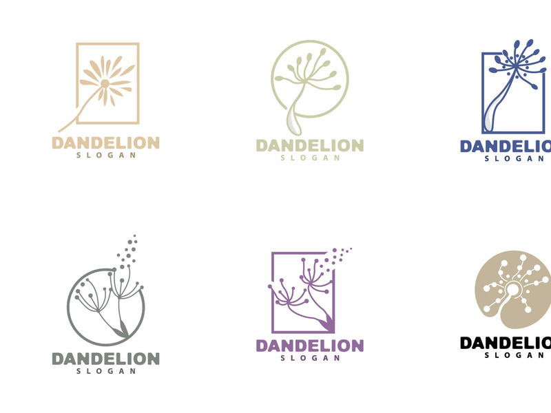 Dandelion Logo Flower Vector, Flower Plant Illustration Icon