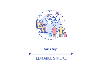 Girls trip concept icon. Winter holiday idea thin line illustration preview picture