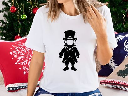 Cartoon gentleman top hat walking formal black white vector illustration