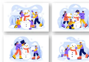 8 Making a Snowman Illustration