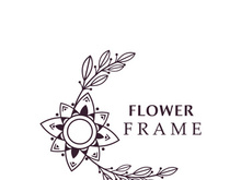 Floral frame flower round shape emblem logotype isolated on white background, leaves luxury linear logo circle style boutique