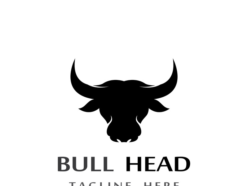 Retro vintage bull head horns logo design.