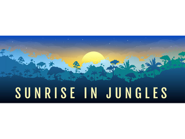 Sunrise in jungles flat color vector banner template preview picture