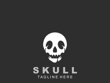 Skull skeleton logo Design vintage Template Idea on black background