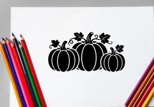Silhouette of Pumpkins with Leaves for Fall or Halloween Decor