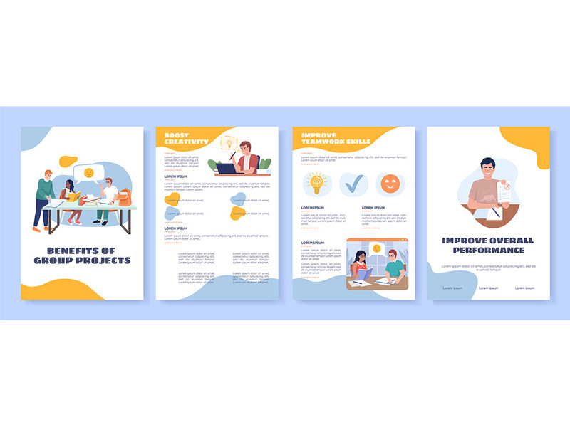 Group projects flat vector brochure template