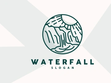 Waterfall Logo, River Mountain Forest Exploring Design Illustration preview picture