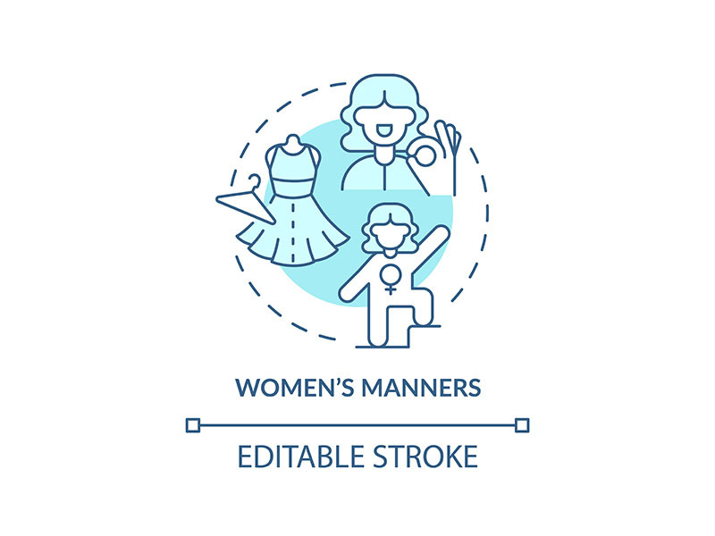 Women manners turquoise concept icon