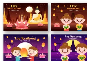 14 Loy Krathong Festival Illustration