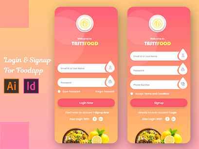 Food App Login and Signup UI Kit