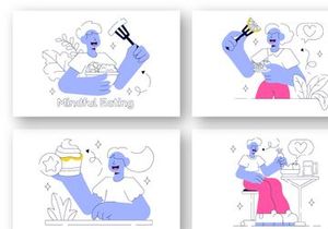 10 Mindful Eating Vector Illustration