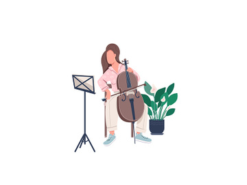 Female musician flat color vector faceless character preview picture