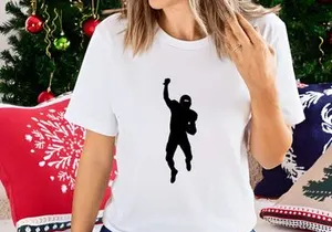 American football player in mid air catch motion silhouette