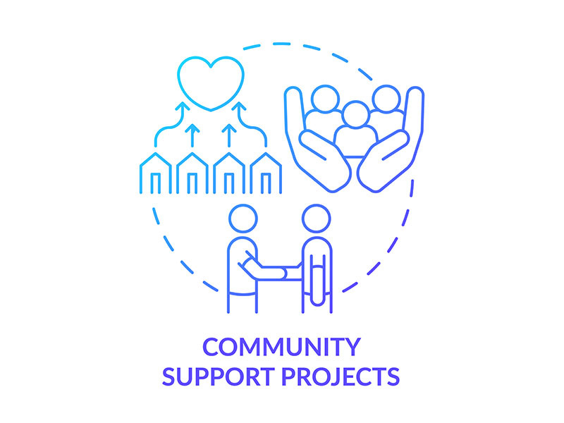 Community support projects blue gradient concept icon