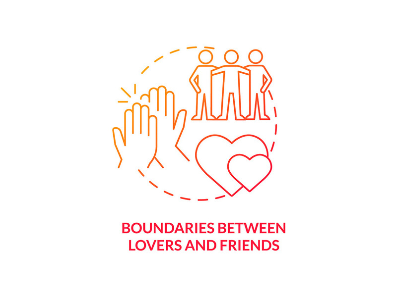 Boundaries between lovers and friends red gradient concept icon