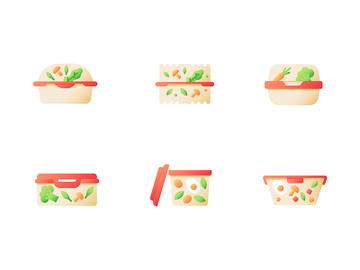 Healthy ready meal for take out vector flat color icon set preview picture
