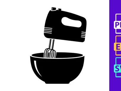 Hand Mixer and Bowl Solid Icon