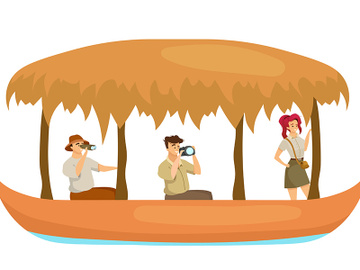 Group in boat flat color vector illustration preview picture