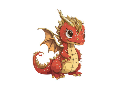 Cute Baby Dragon Watercolor SVG Clipart