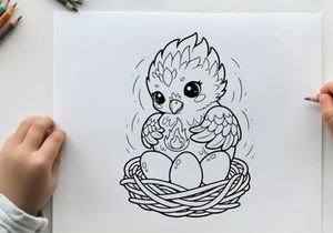 Cute baby bird in nest vector illustration flat design