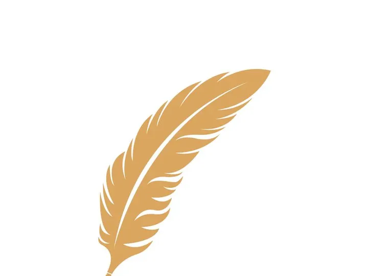 Feather quill design icon and logo illustration classic stationery