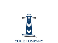 Lighthouse icon logo and vector illustration beacon tower design vintage symbol
