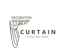 Curtain logo decoration style minimalist elegant vector design illustration