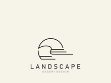 Landscape Desert line art outline minimalist logo vector illustration design