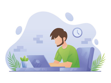 Vector illustration Working in desk preview picture