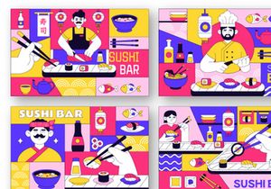 10 Sushi Bar Illustration