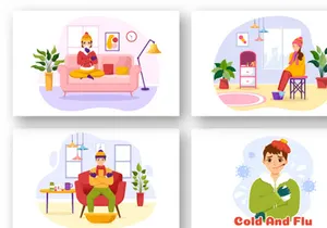 13 Flu and Cold Sickness Illustration