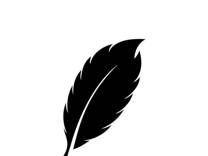 Feather quill design icon and logo illustration classic stationery