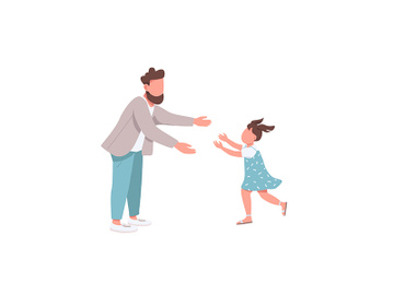 Father with daughter flat color vector faceless characters preview picture